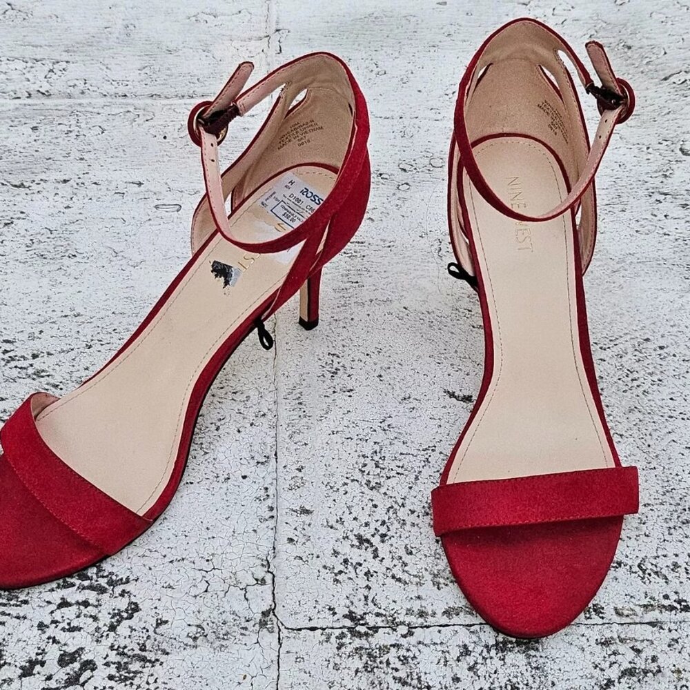 Nine West Women Heel Sandal Red Textile Upper Shoes Size 10M - Picture 6 of 11